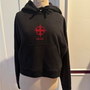 Aritzia Black Hoodie with Red Embroidery
